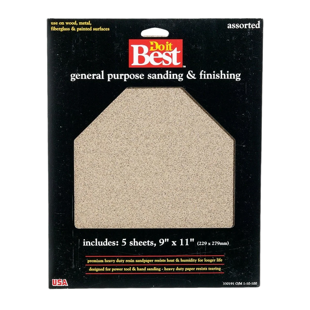 Consistent Do it 9 x 11 General Purpose Assorted 220 150 100 60-Grit Sandpaper 5-Pack Superior