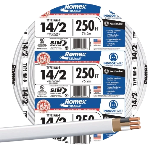 Crafted Romex 250 ft. 14-2 White Solid NMW G Wire Clean