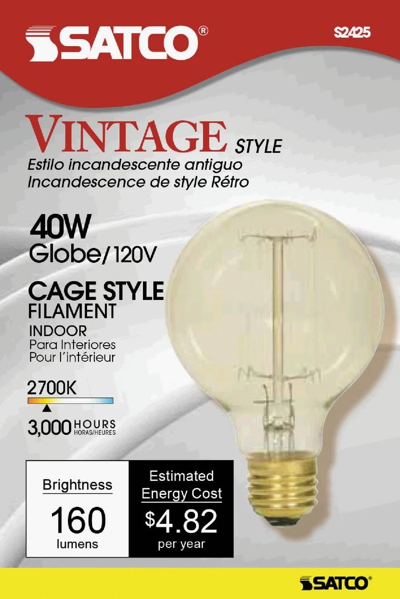 Outstanding Satco 40 Watt G25 Incandescent Vintage Decorative Light Bulb Durable
