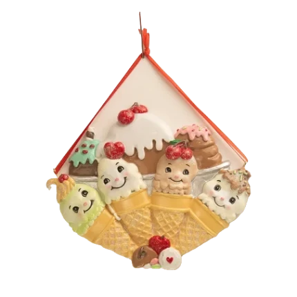Soft Kurt S. Adler Ice Cream Cone Family Of 4 Personalized Ornament Enhanced
