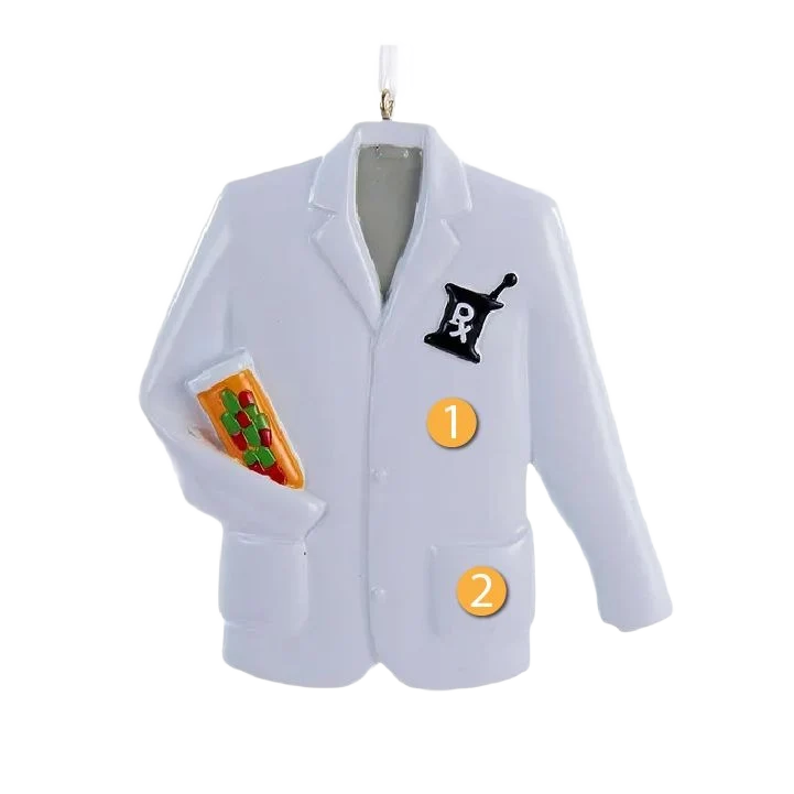 Professional Kurt S. Adler Personalized Pharmacist Coat Ornament Clean