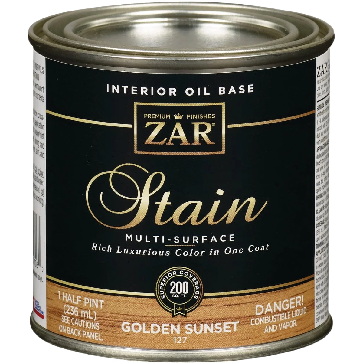 Dependable ZAR® Interior Oil Base Golden Sunset Wood Stain 1 2 Pint Premium