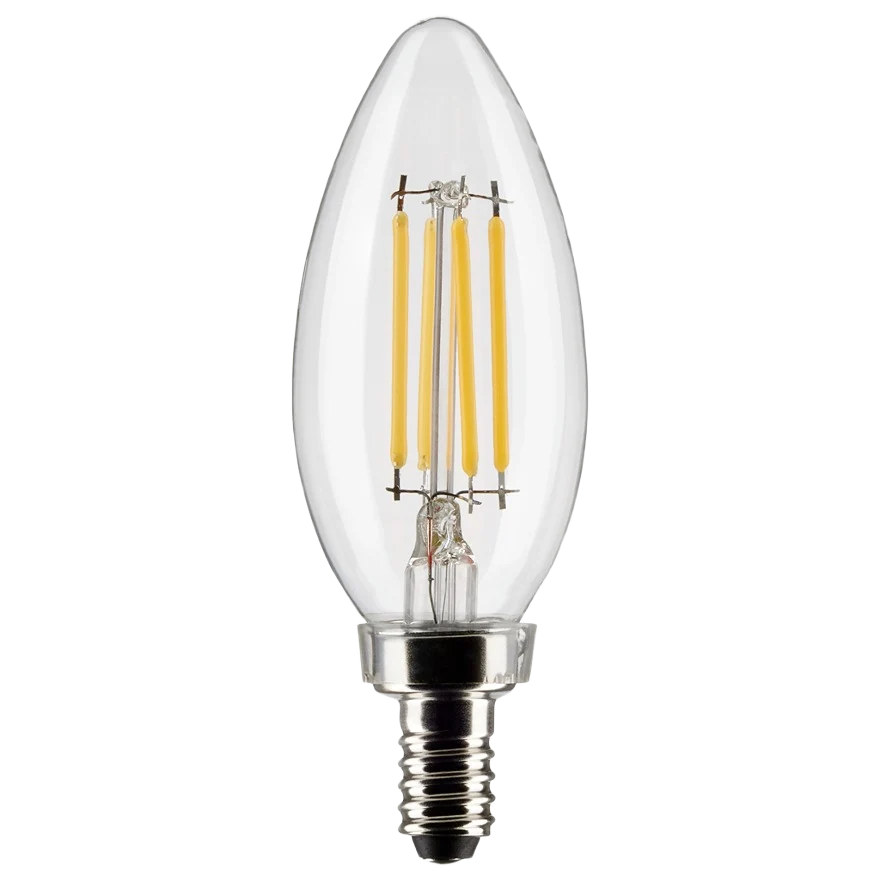 Professional Satco 4 Watt B11 LED Clear Decorative Light Bulb 2-Pack Pure