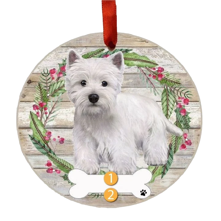 Contemporary E S Pets Personalized Westie Wreath Ornament High-End
