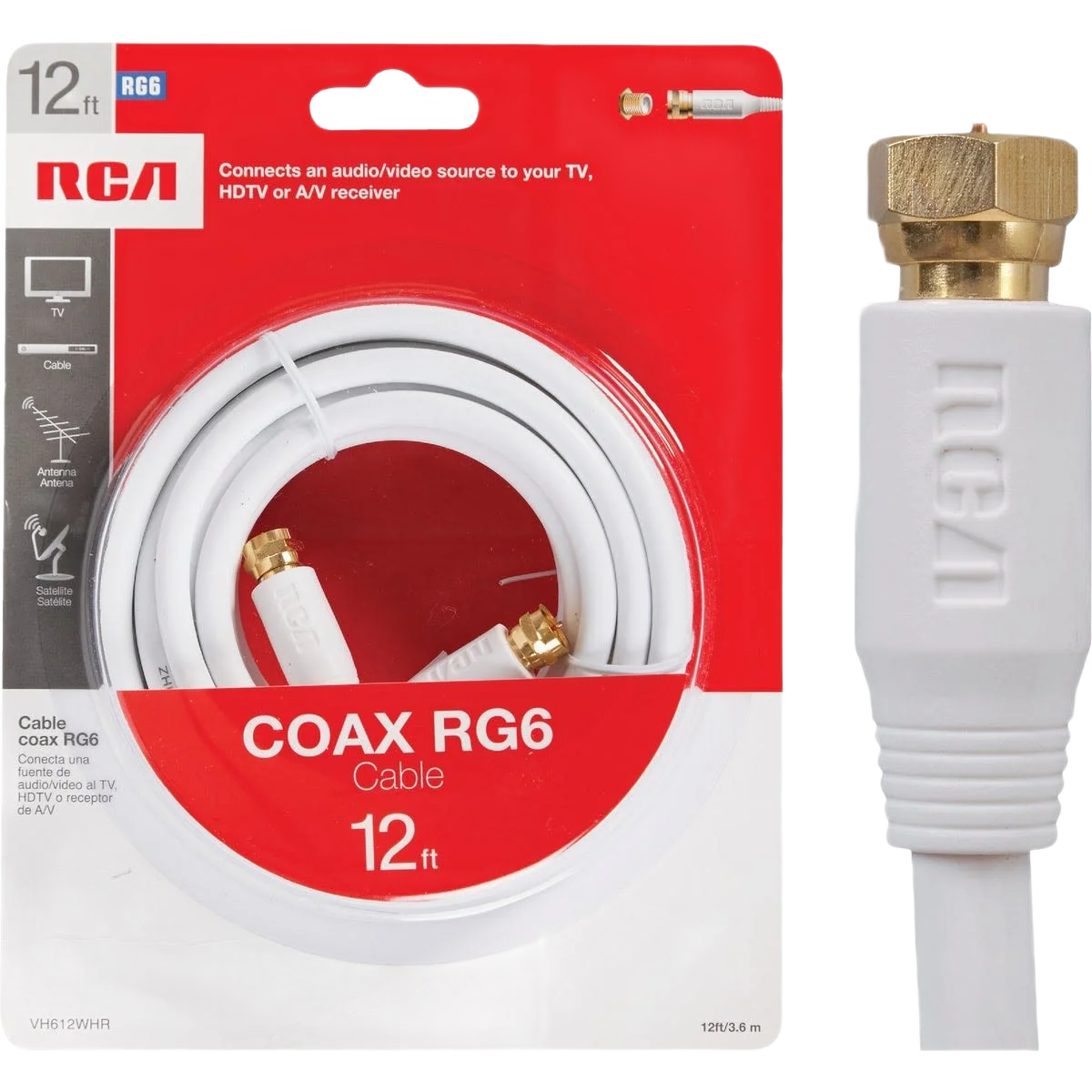 Comfortable RCA 12 ft. White Digital RG6 Coaxial Cable Clean