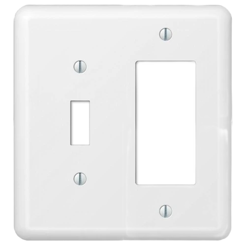 Modern Amerelle 1 Toggle 1 Rocker Devon White Wallplate Solid