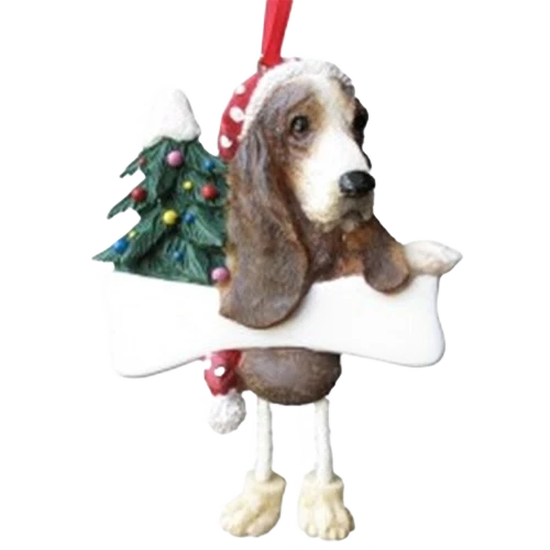 Fine E S Pets Personalized Basset Hound Dangling Legs Ornament Solid