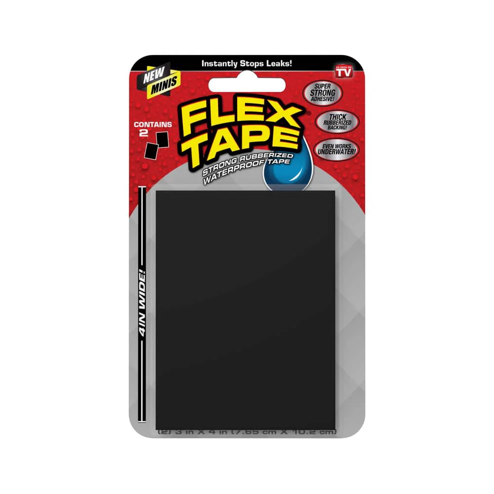 Elegant Flex Tape Mini Black Repair Tape 2-Pack 2 x 3 in. Powerful