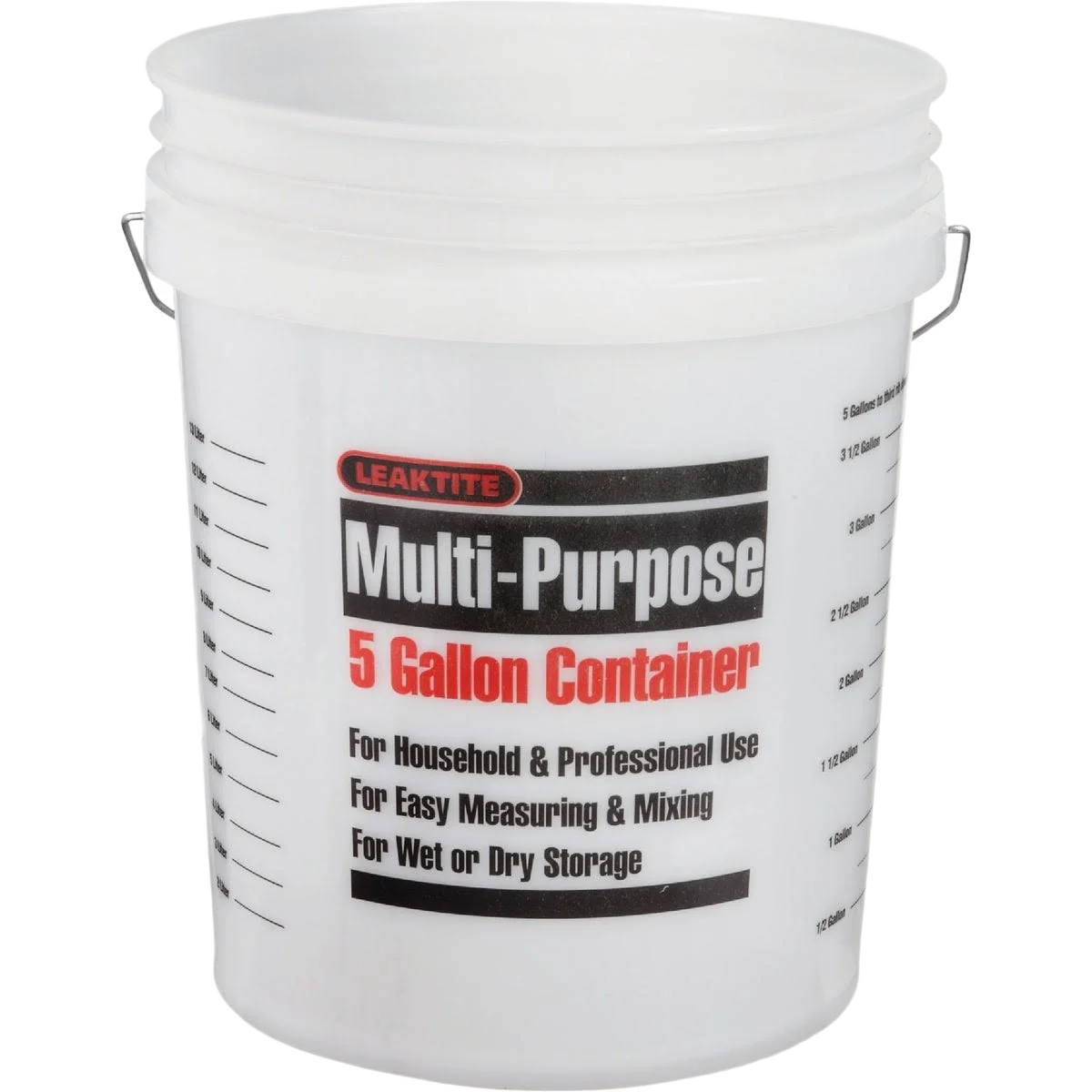 Premium Leaktite 5 Gallon Clear Plastic Pail Detailed