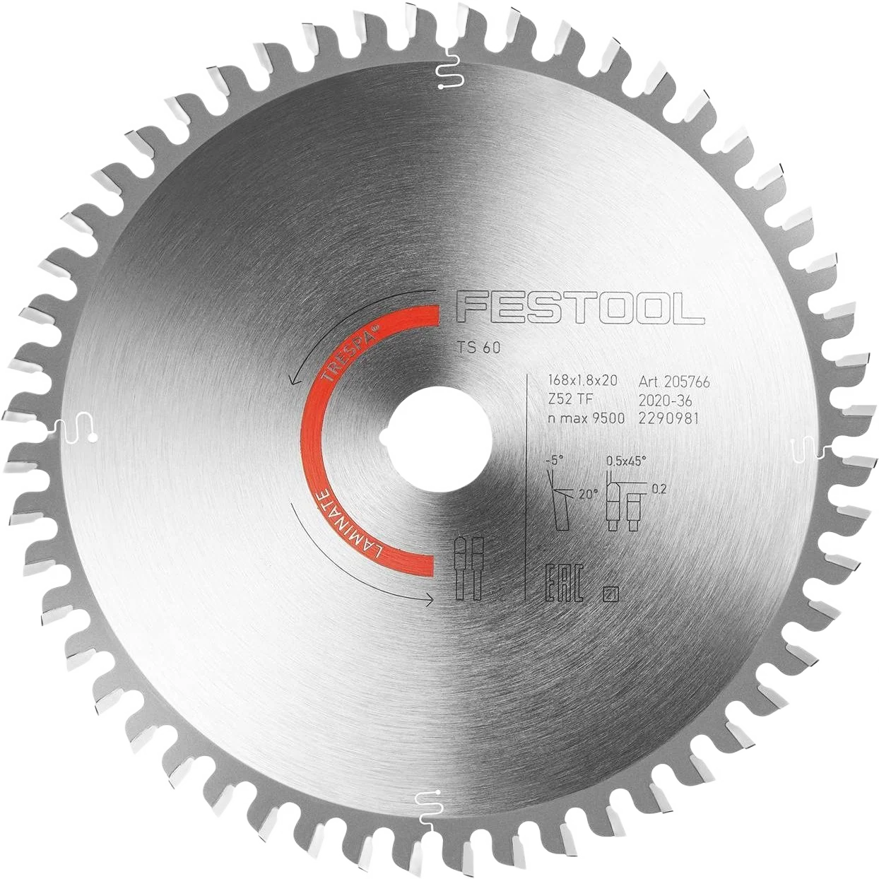 Lightweight Festool 205773 Laminate HPL Saw Blade HW 168×1 8×20 TF52 L Carefully Designed