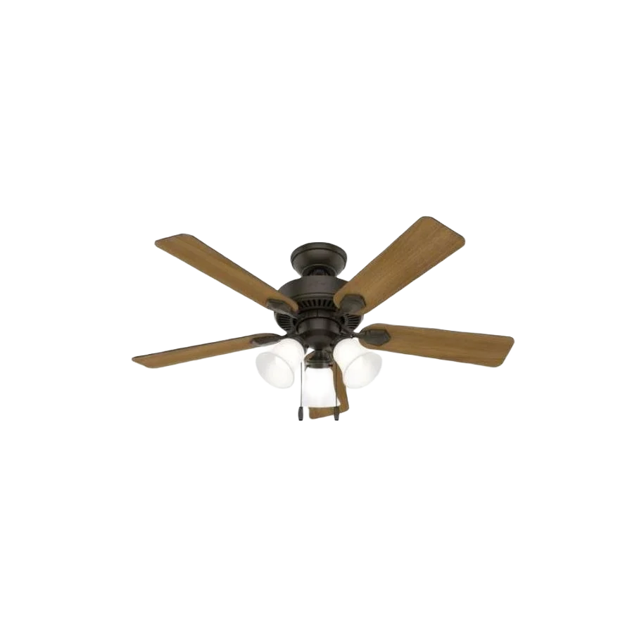Proven Hunter Swanson New Bronze Ceiling Fan with Three Lights 44 in. Smooth