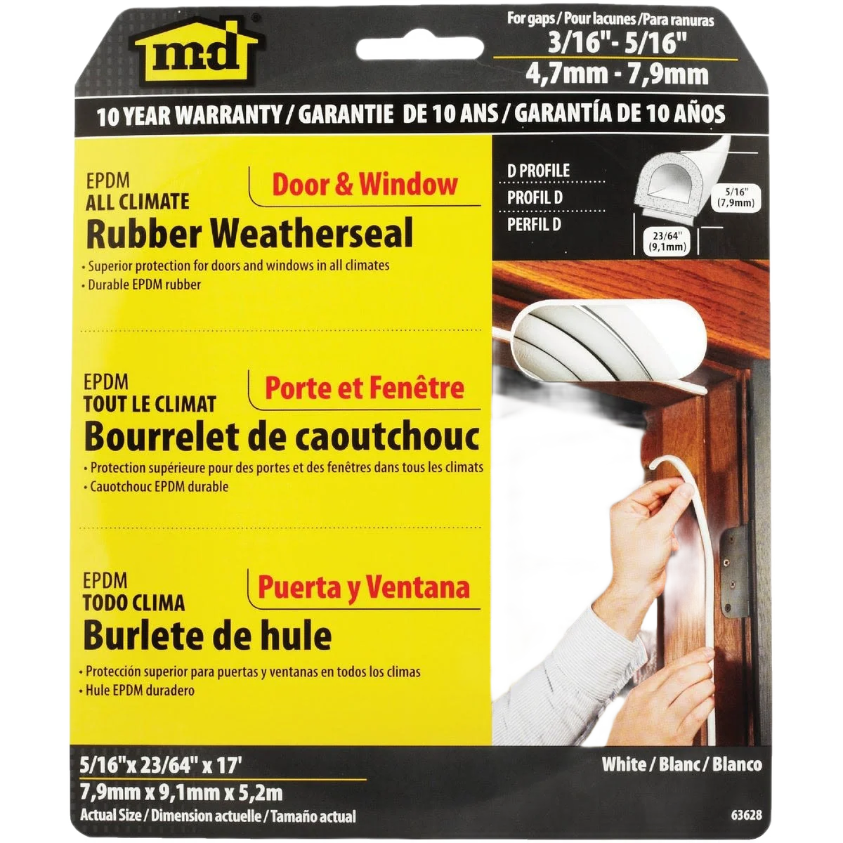 Solid M-D Extreme Temperature Large Gap Rubber Weatherstrip Organic