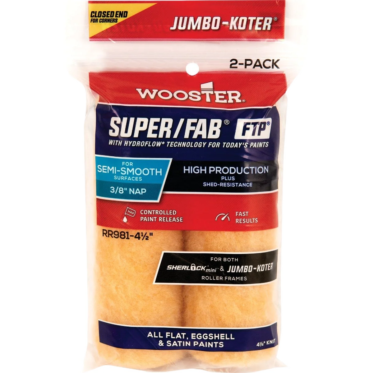 Smooth Wooster Jumbo-Koter Super Fab FTP Knit Fabric Roller Cover Refined