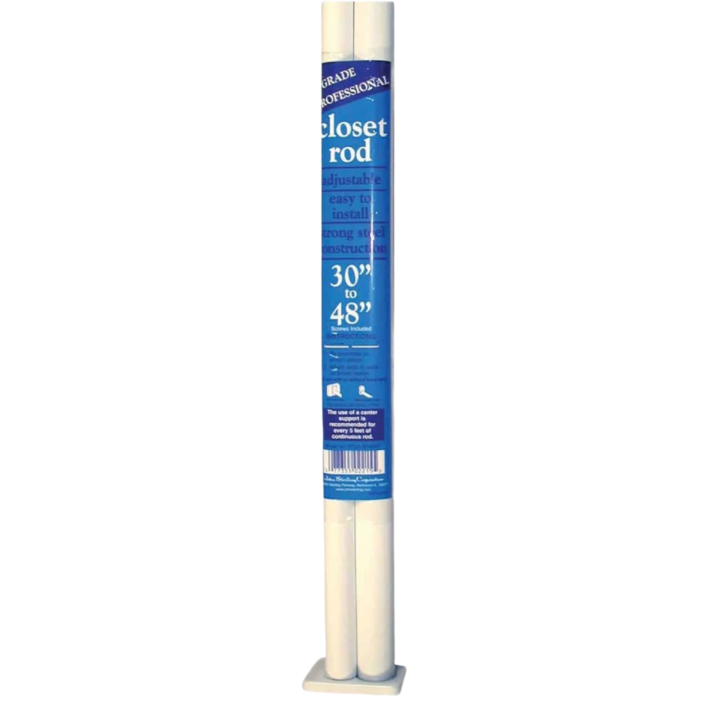 Detailed John Sterling Closet-Pro White Adjustable Closet Rod 30 – 48 in. Selected