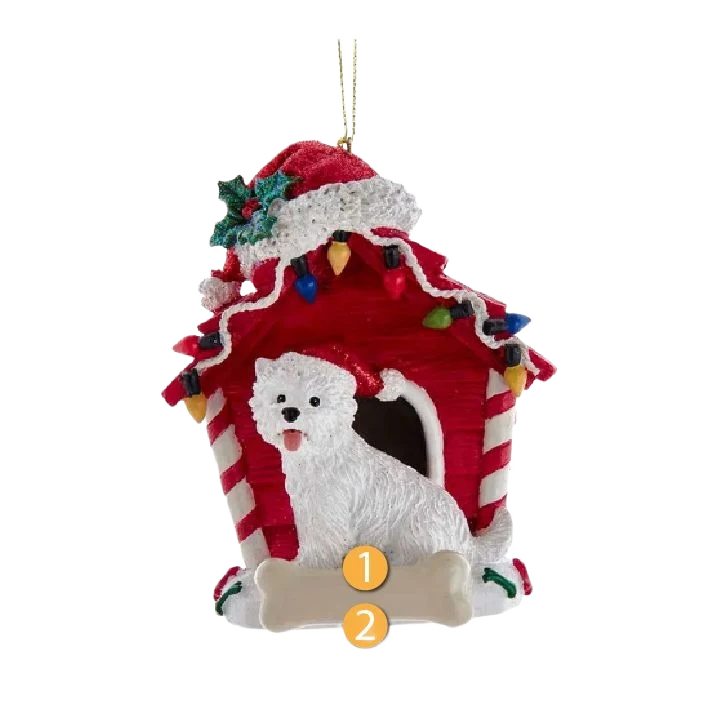 Luxury Kurt S. Adler Personalized West Highland Terrier with Dog House Ornament Authentic