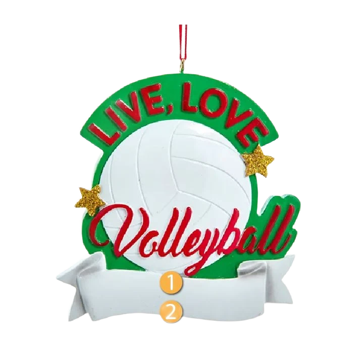 Solid Kurt S. Adler Personalized Live Love Volleyball Ornament Classic