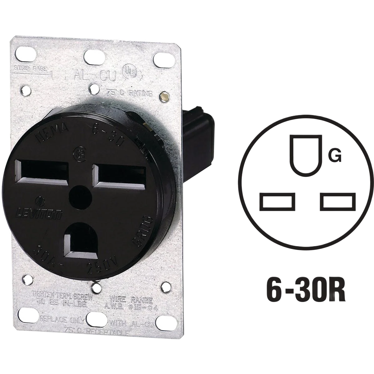 Natural Leviton 30 Amp Black Flush Mount Power Outlet Efficient