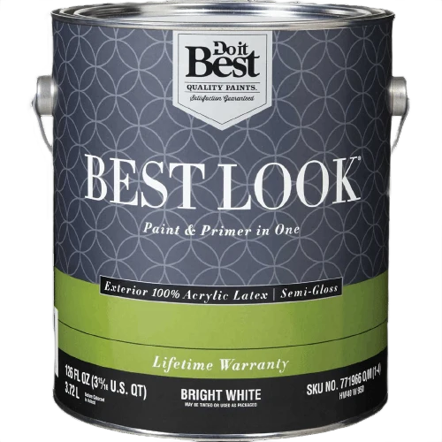 Official Look Bright White Exterior Acrylic Semi-Gloss Paint 1 Gal High-Grade