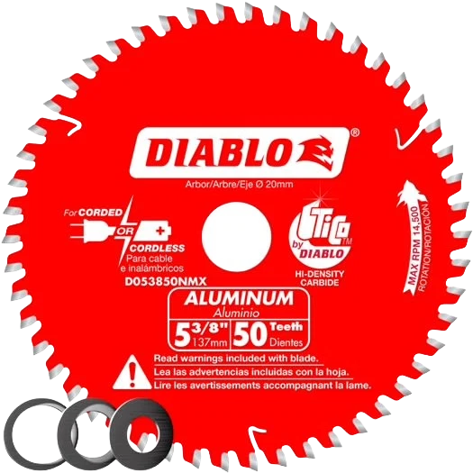 Professional Diablo 5-3 8-In. 50-Tooth Aluminum Cutting Saw Blade Detailed