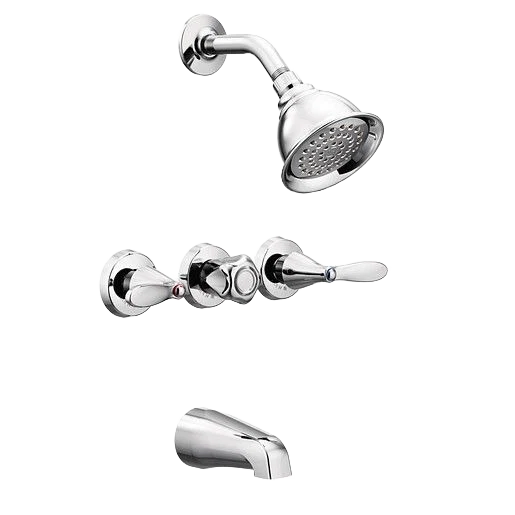 Enhanced Moen Adler Three Handle Chrome Tub Shower Trim World-Class