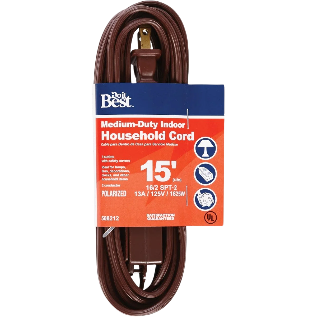 Healthy Do it Brown 16 2 Cube Tap Extension Cord 15 ft. Classic