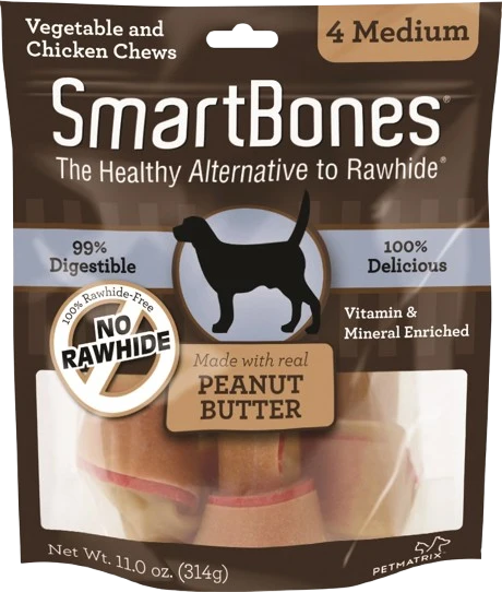 SmartBones Medium Peanut Butter Chews for Dogs 4-Pack Solid