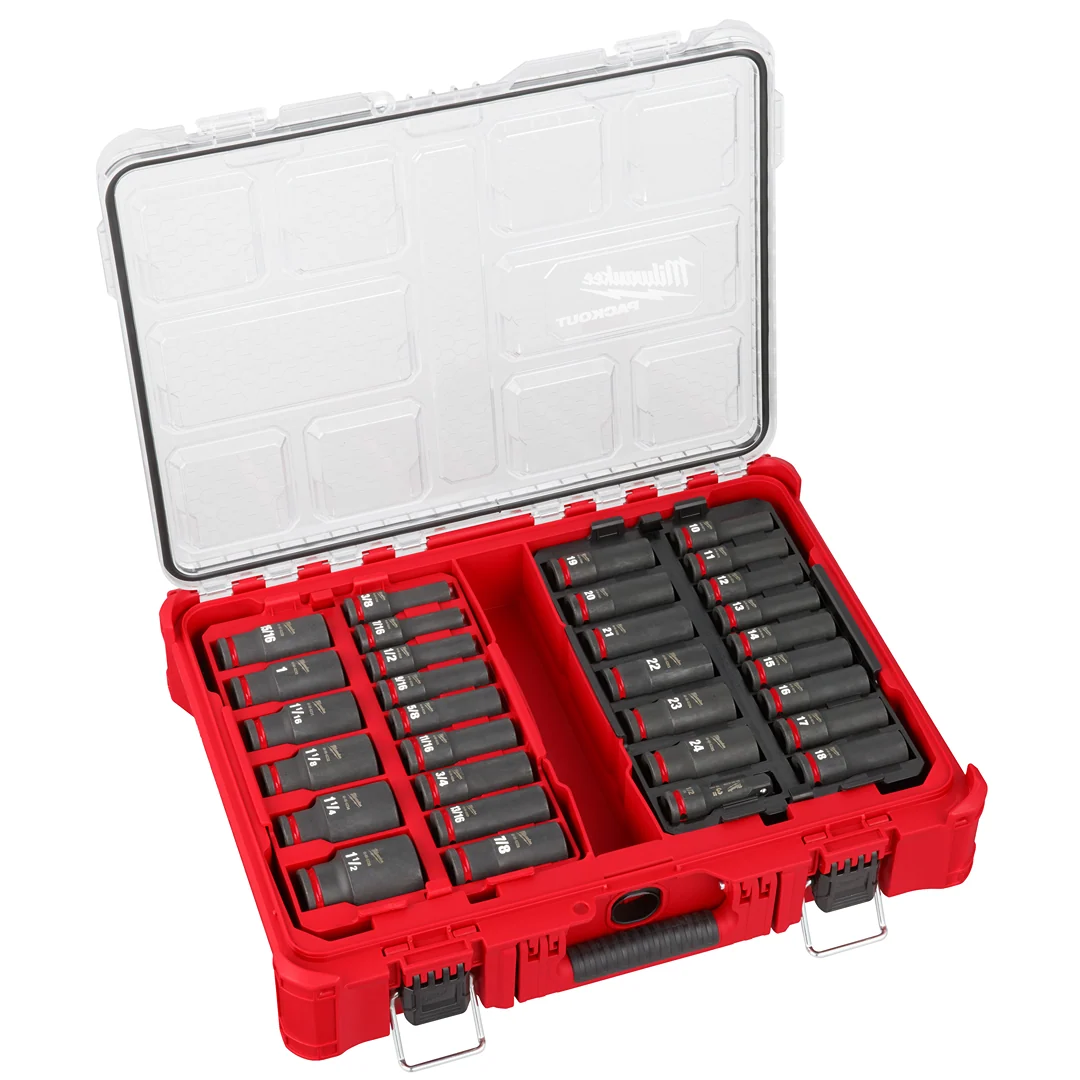 Effective Milwaukee 31PC SHOCKWAVE™ Impact Duty Socket 1 2 Drive Set with PACKOUT™ Modern