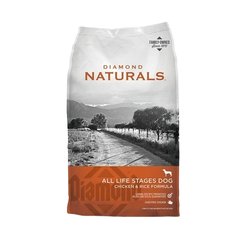 Long-Lasting Diamond Naturals Chicken Rice All Life Stages Dry Dog Food 40 lb. Lightweight