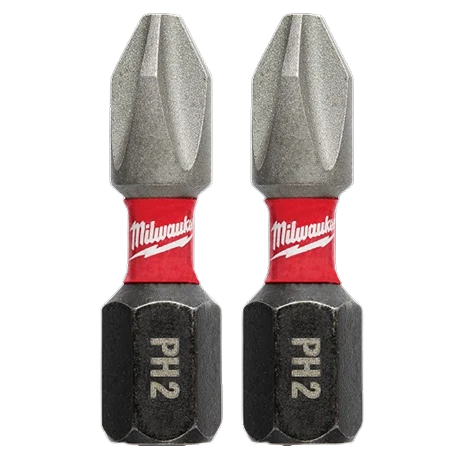 Breathable Milwaukee SHOCKWAVE™ Impact Duty™ 1 PH2 Phillips Bits 2-Pack Dependable