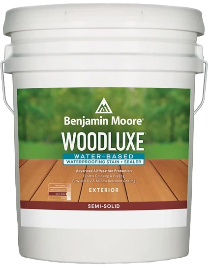 Certified Benjamin Moore Woodluxe Semi-Solid Waterproofing Stain Sealer Tint Base 5 gallon Fashionable