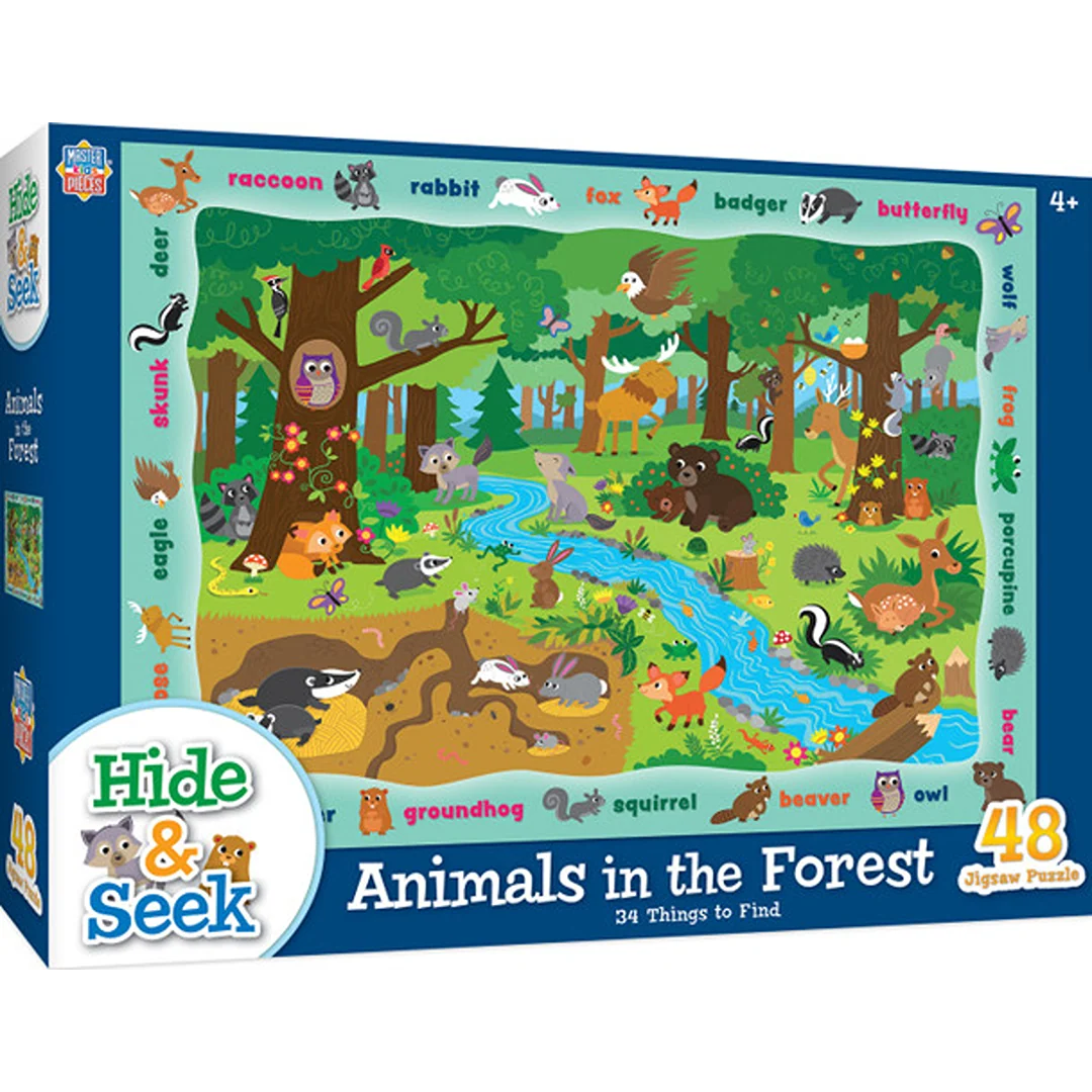Professional MasterPieces Hide Seek 24-Piece Forest Animals Kids Puzzle User-Friendly