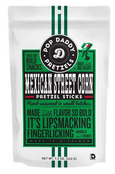 Exceptional Pop Daddy Snacks Mexican Street Corn Seasoned Pretzels 7.5 oz. Secure