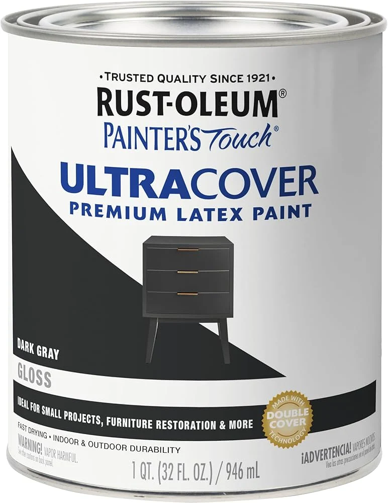 Detailed Rust-Oleum Painters’ Touch Dark Gray Premium Latex Gloss Paint 1 Quart High-Performance