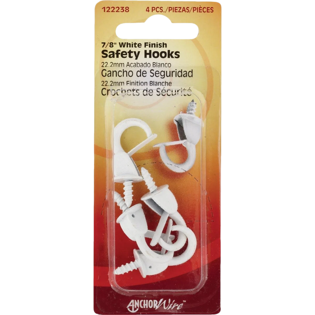 Smooth Hillman Anchor Wire White Spring Safety Hooks 7 8 in. 4-Count Secure