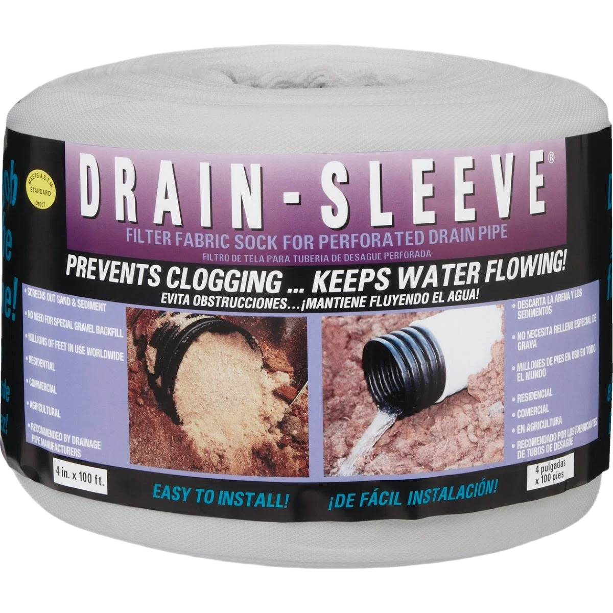 Outstanding Drain-Sleeve Filter Fabric Sock 4 In. W x 100 Ft. L Luxury