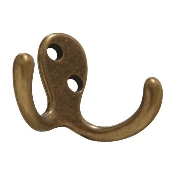 High-Quality Hillman Double Clothes Hook Antique Brass Official