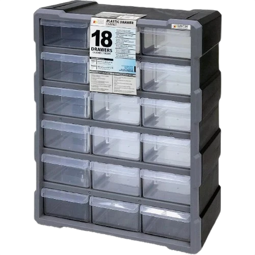 High-Quality Quantum Storage 18-Drawer Clear Plastic Parts Drawer Cabinet Exceptional