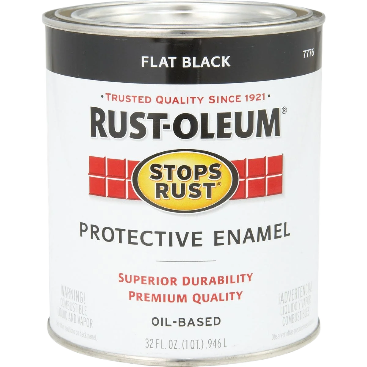 Premium Material Rust-Oleum Stops Rust Flat Black Protective Enamel Brush-On Paint 1 Quart Modern