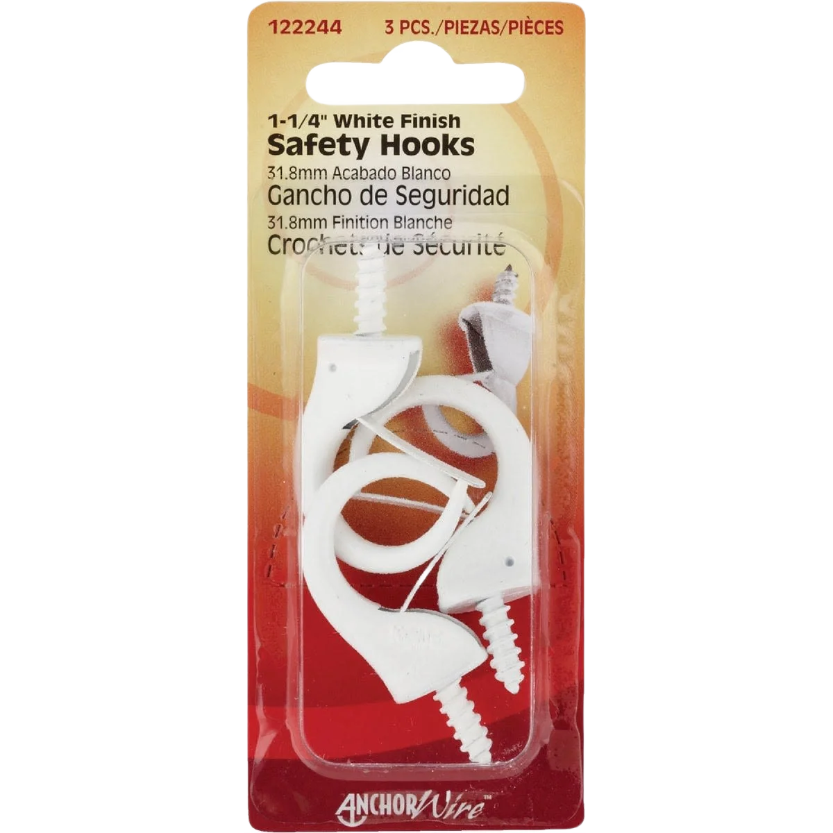 Green Hillman Anchor Wire White Safety Hooks 1-1 4 in. 3-Count Environmentally Friendly