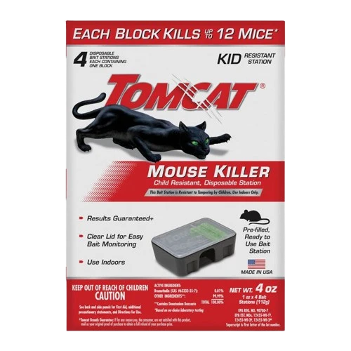First-Class Tomcat Mouse Killer Child Resistant Disposable Stations 4 Pack Natural