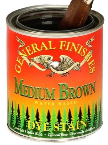 Recyclable General Finishes Medium Brown Water Based Dye Stain Pint Clean