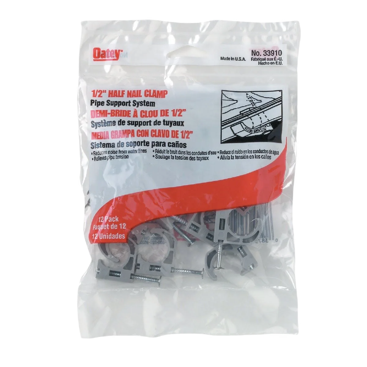 Selected Oatey 1 2 In. Insulator Plastic Nail-On Pipe Half Clamp 12-Pack Exclusive