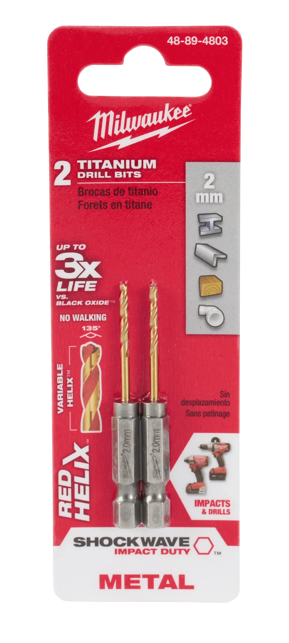 Official Milwaukee 2mm SHOCKWAVE Impact Duty™ RED HELIX™ Titanium Drill Bit Sophisticated
