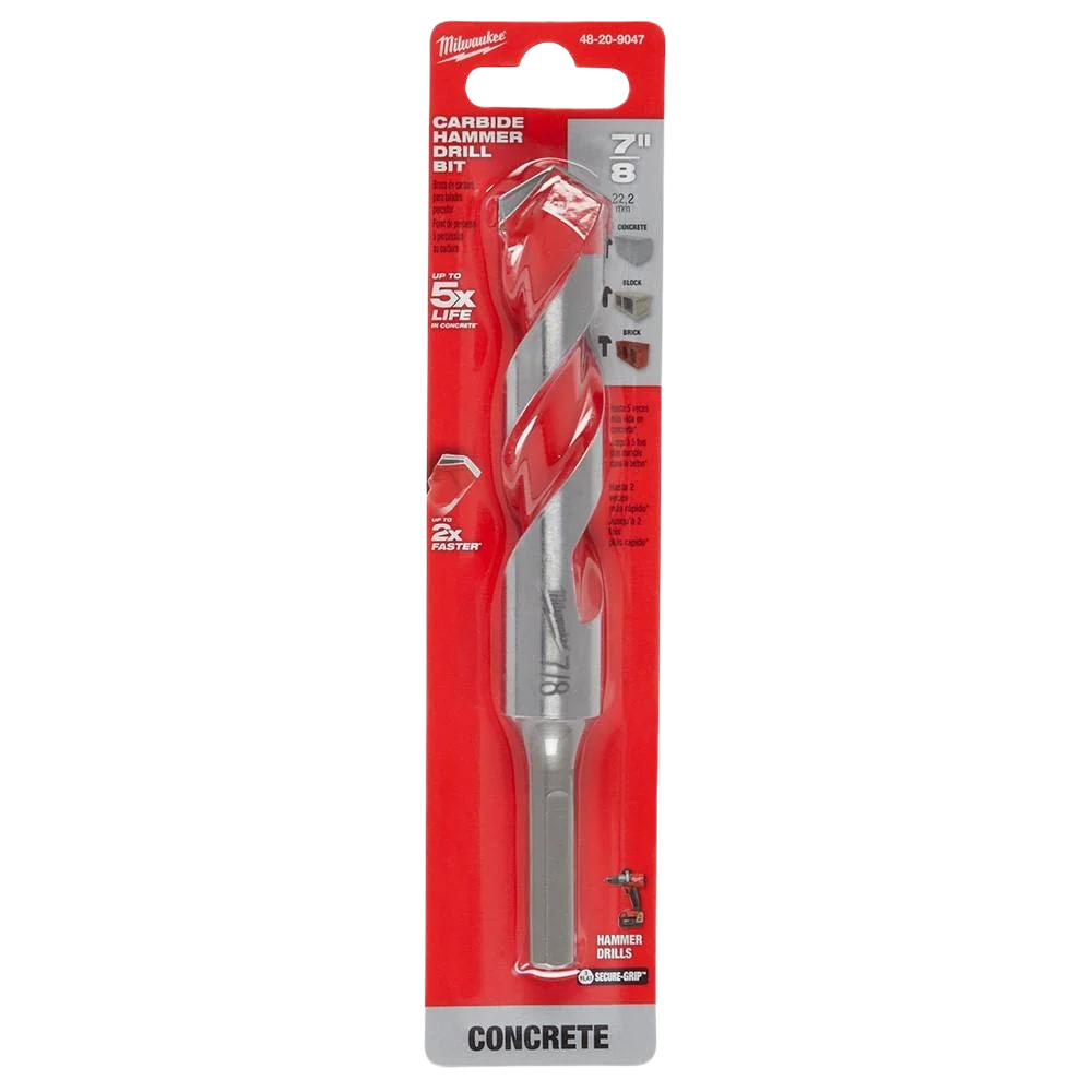 High-Grade Milwaukee SHOCKWAVE™ 7 8 x 6 Carbide-Tipped Hammer Drill Bit Soft