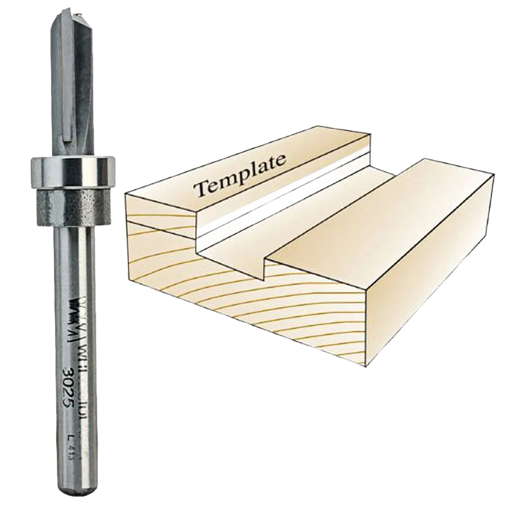 Crafted Whiteside 3025 Template Bit w Oversize Bearing 1 4 in. SH x 5 16 in. CD x 3 4 in. CL High-Quality