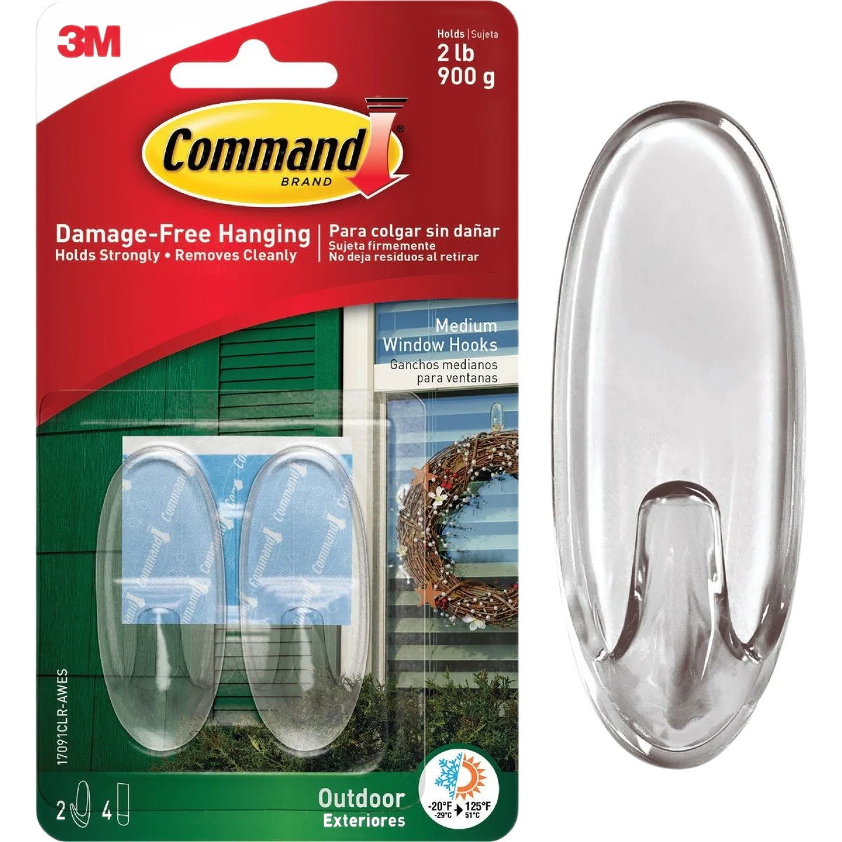 Crafted 3M Command Adhesive Outdoor Window Hook 2-Pack Exceptional