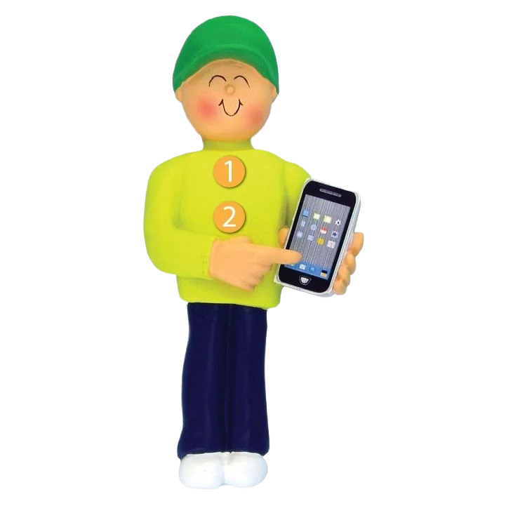 Durable Ornament Central Personalized Male with Smartphone Ornament World-Class
