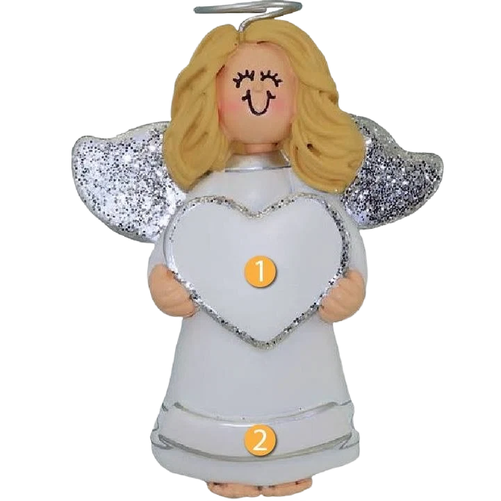 Quality Ornament Central Personalized Blonde Female Memorial Angel Ornament Original Design