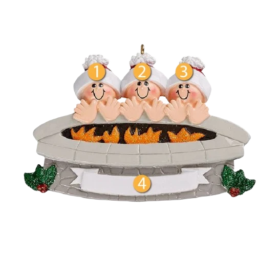 Top-Quality Rudolph Me Personalized Family of 3 Around A Firepit Ornament Organic