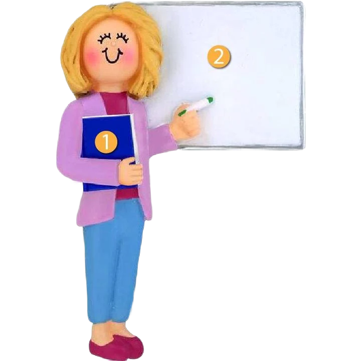 Artisan Ornament Central Personalized Female Teacher in Purple with Blonde Hair Ornament Fine